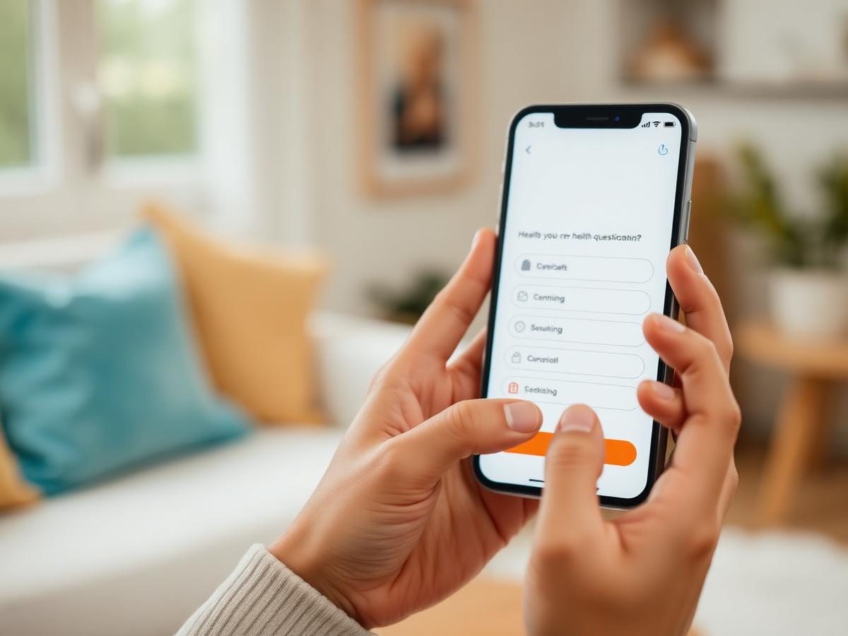Person filling out a short health questionnaire on a phone